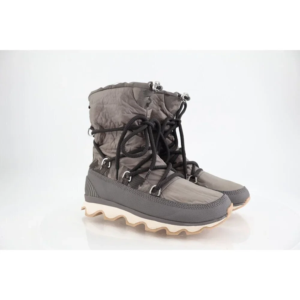 Sorel Kinetic Waterpoof Faux Fur Lined Boots Size 12 Gray Camo Lace Up